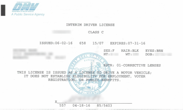 ca dmv blank interim drivers license template