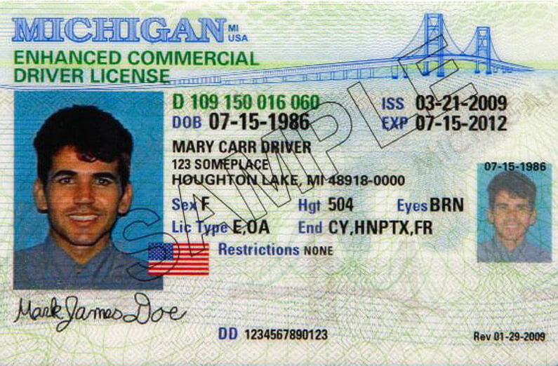 Commercial license. CDL License. Michigan Driver License.