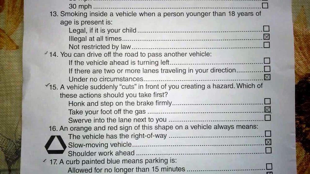 california motorcycle test questions