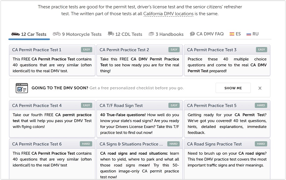 practice dmv california written test