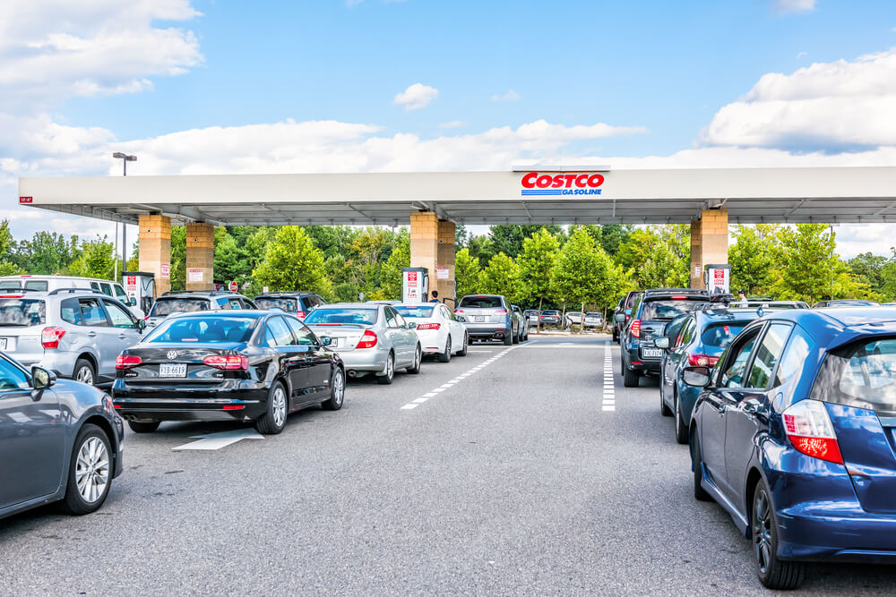 line at gas station