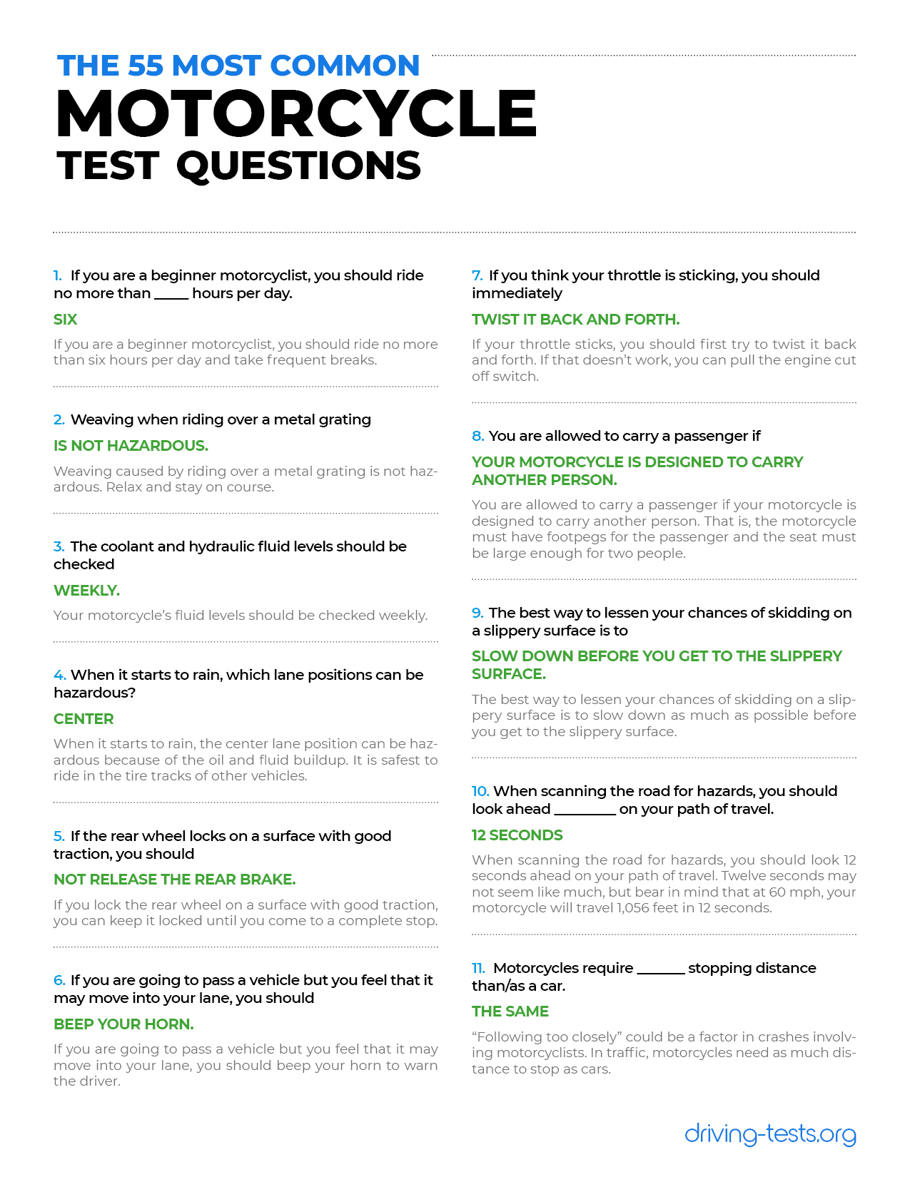 motorcycle license practice test ontario